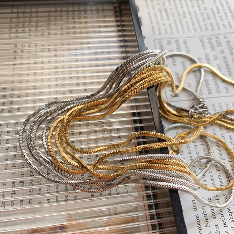 Jewelry Simple Style Solid Color Titanium Steel Plating Layered Necklaces