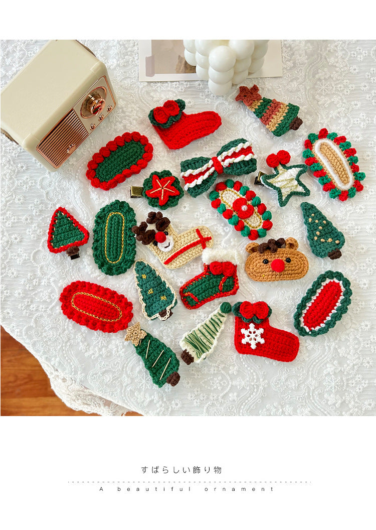 Christmas Cute Kid'S Christmas Tree Christmas Socks yarn Hair Clip