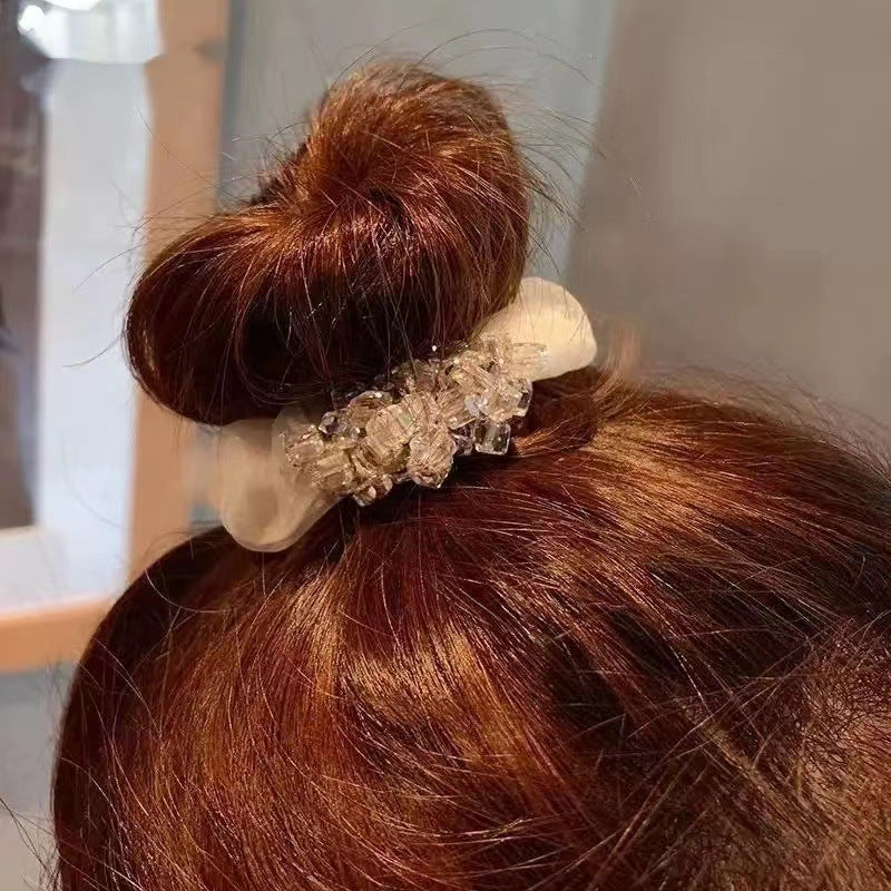 elegant simple style solid color organza hair tie