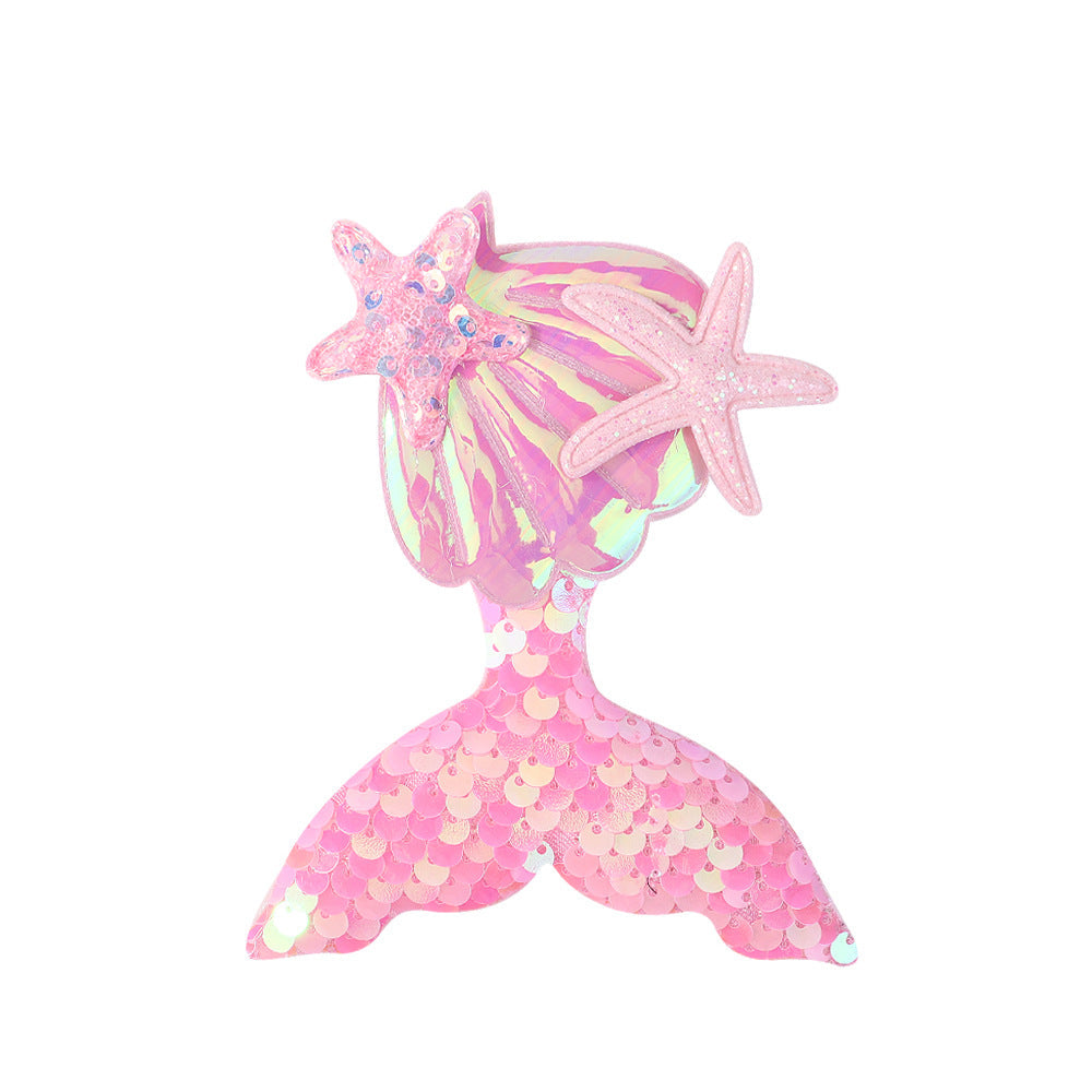 cute mermaid sequin cloth patchwork hair clip