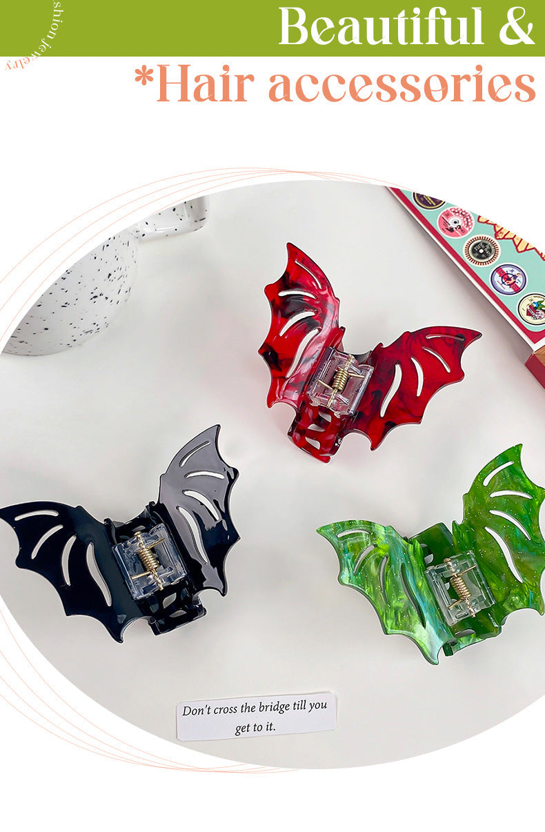 Halloween Funny Women's Bat Arylic Hollow Out Hair Claws