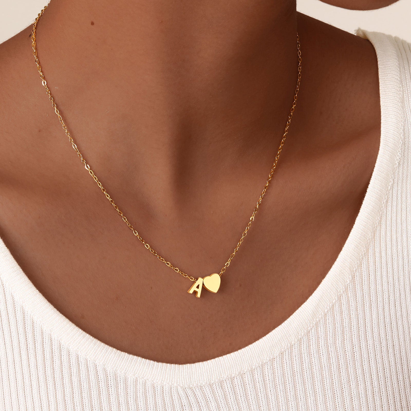 Jewelry Simple Style Commute Letter Heart Shape 201 Stainless Steel Plating Pendant Necklace