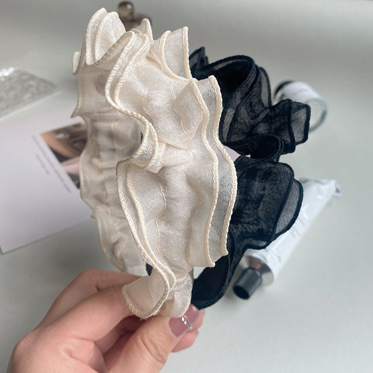 fashion solid color gauze pleated hair band 1 piece