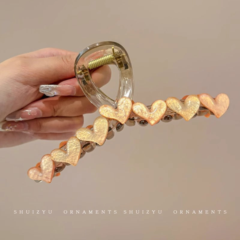 Cute love grab clip girl 2025 new popular high-end disc hair shark clip hairpin hair card headdress