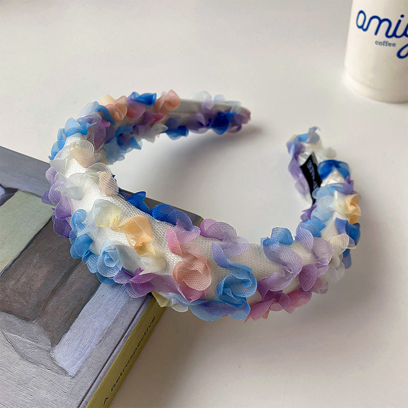 fashion plaid cloth handmade artificial pearls rhinestones hair band 1 piece