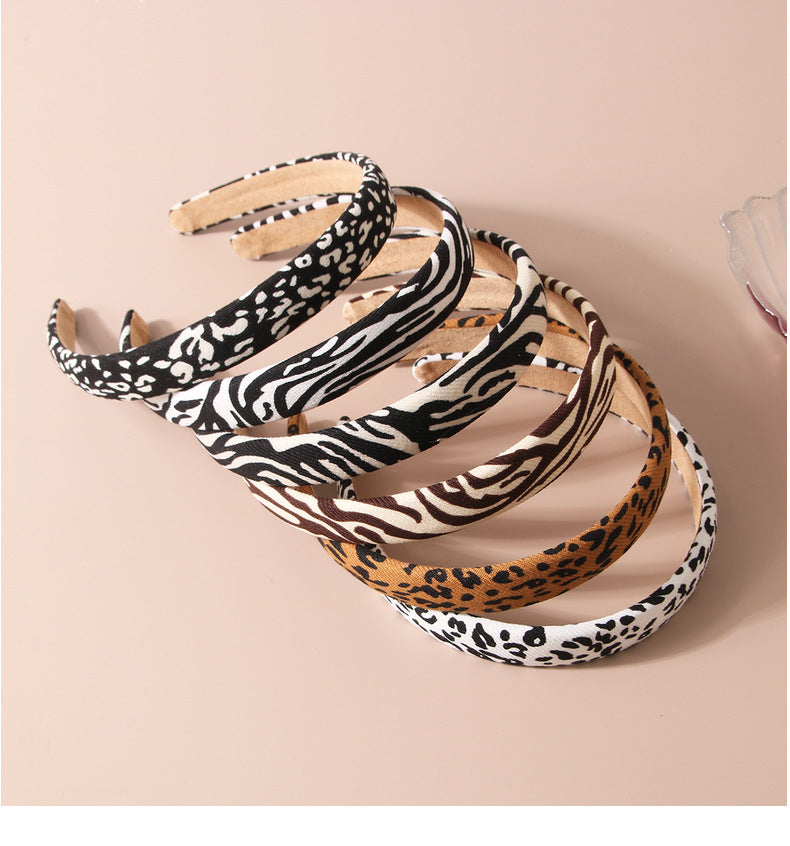 Guanyang  Zebra Print Leopard Print Headband  Retro Sponge Face Washing Pressure Hairband Simple Fashion Headband Hair Accessories