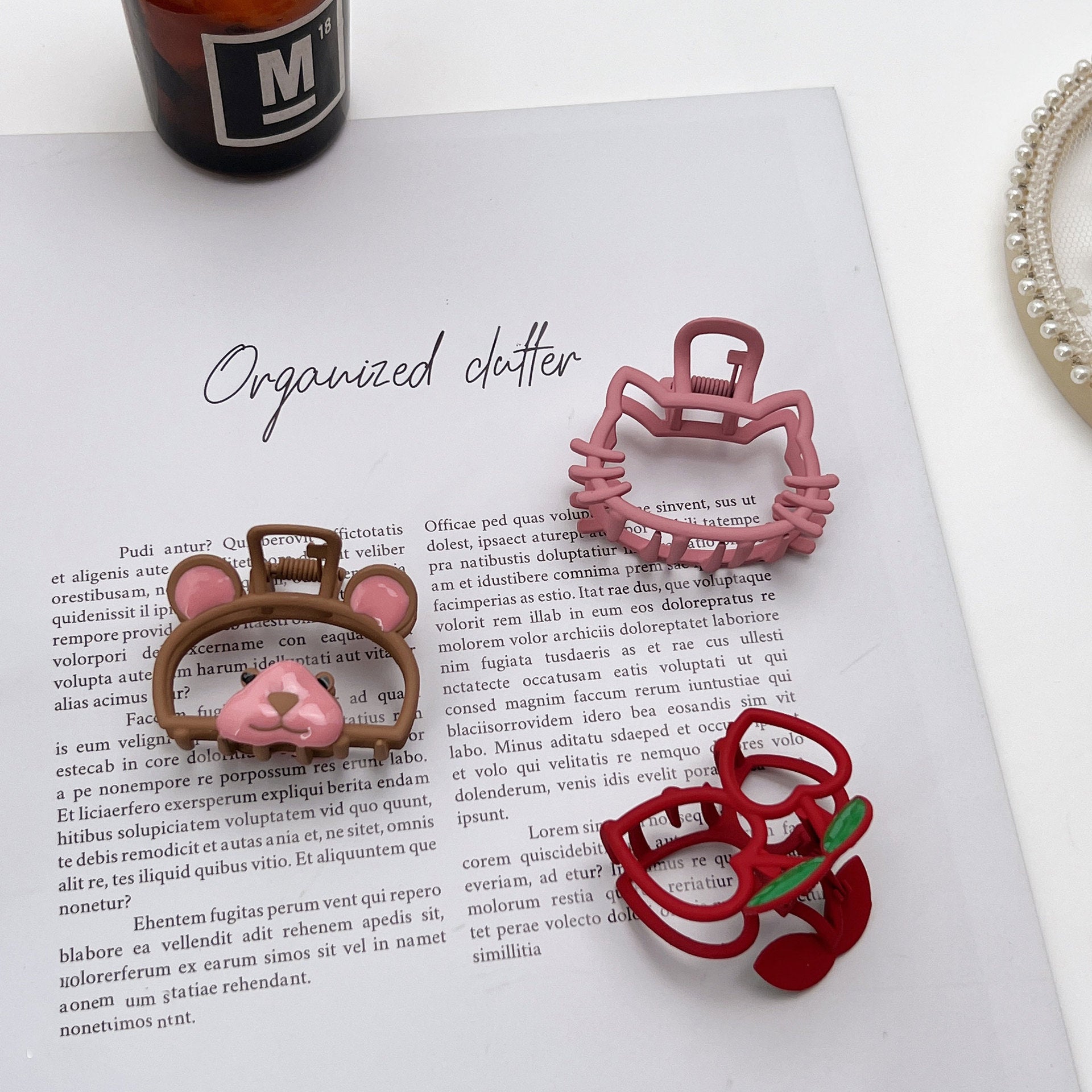 sweet cherry bear cat metal hair claws 1 piece