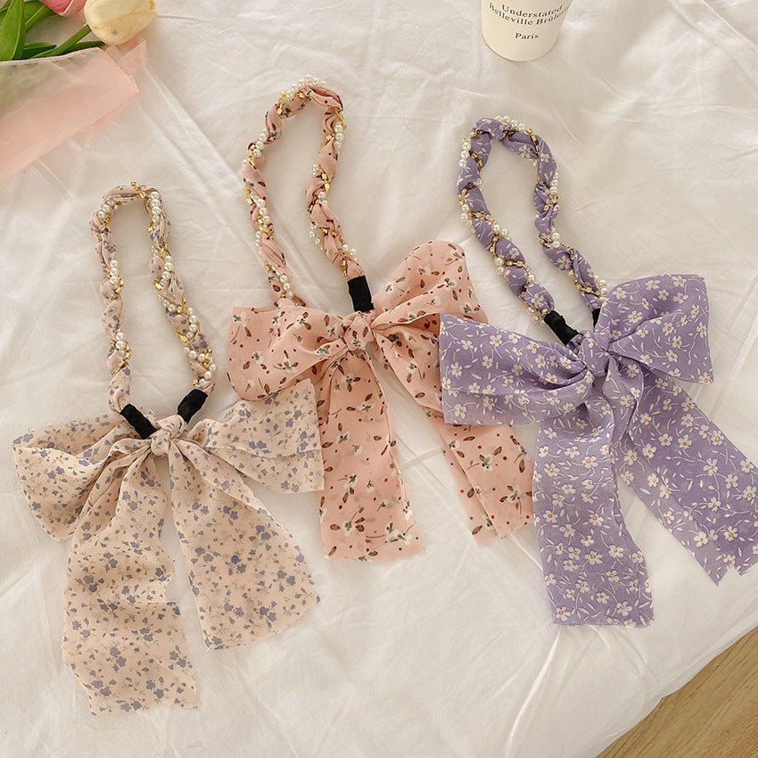 fairy style basic modern style ditsy floral bow knot synthetic yarn hair band