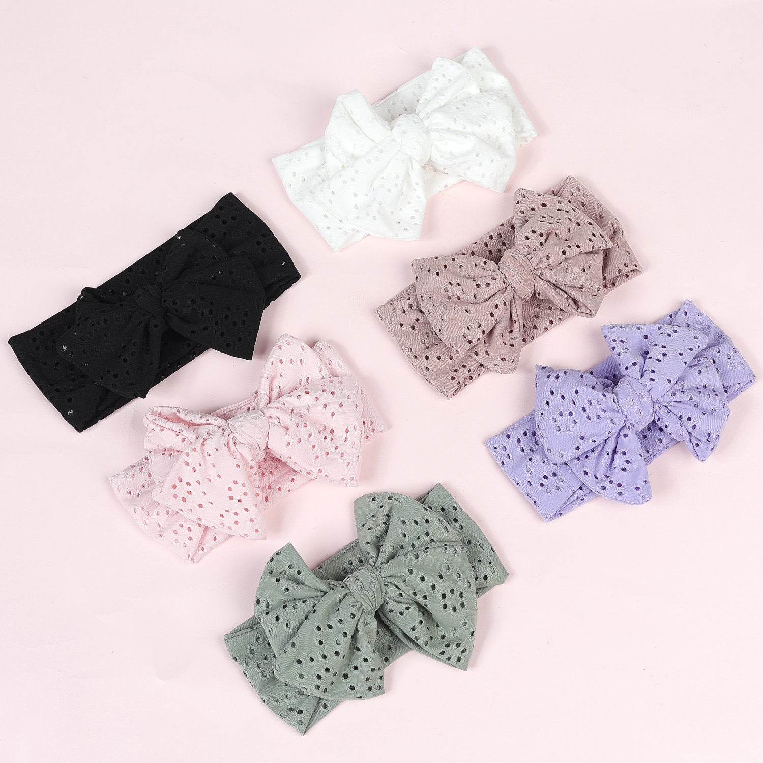 pastoral polka dots cloth bowknot hollow out hair band