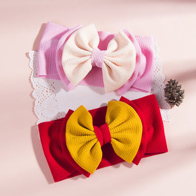 fashion children's solid color double-layer bowknot hairband
