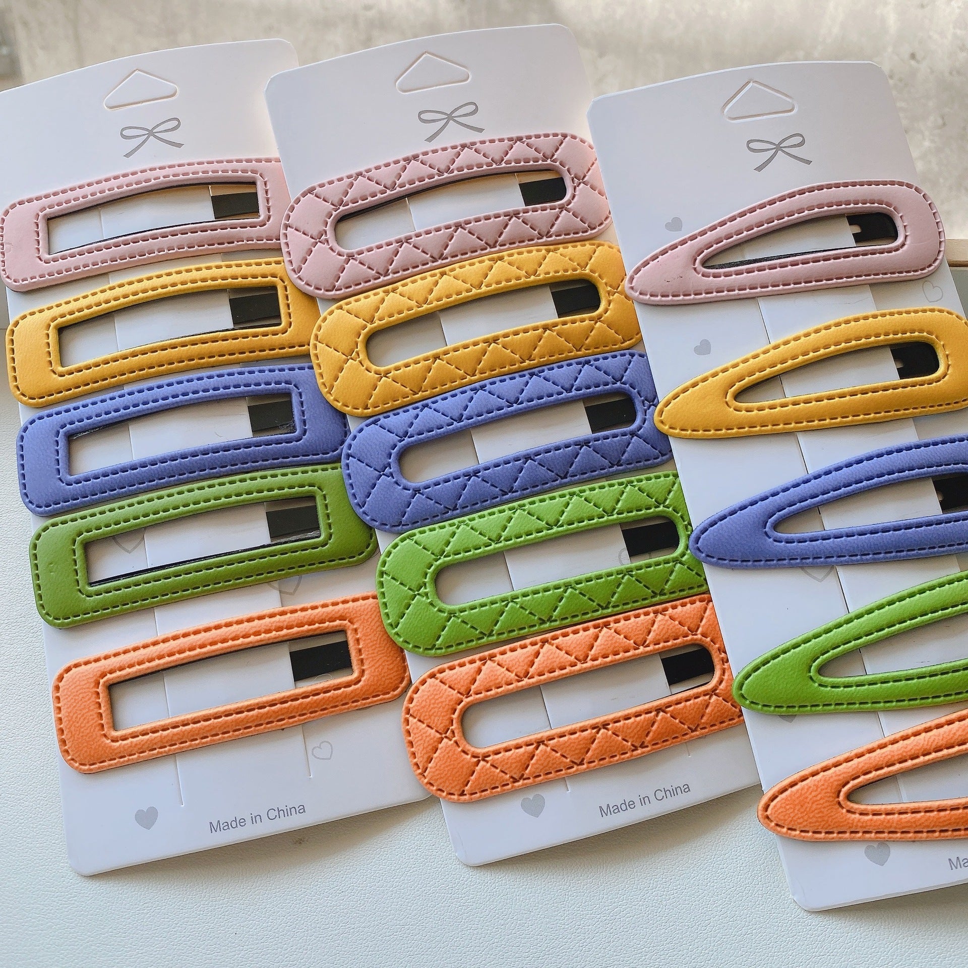 sweet geometric pu leather hair clip 5 pieces