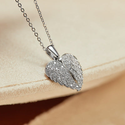 Jewelry Casual Elegant Heart Shape Wings 304 Stainless Steel Copper Zircon Pendant Necklace
