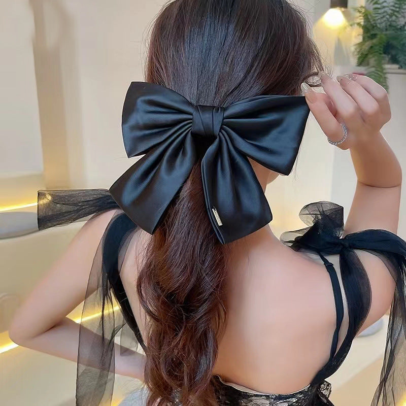 fashion bow knot cloth inlay artificial gemstones hair clip 1 piece