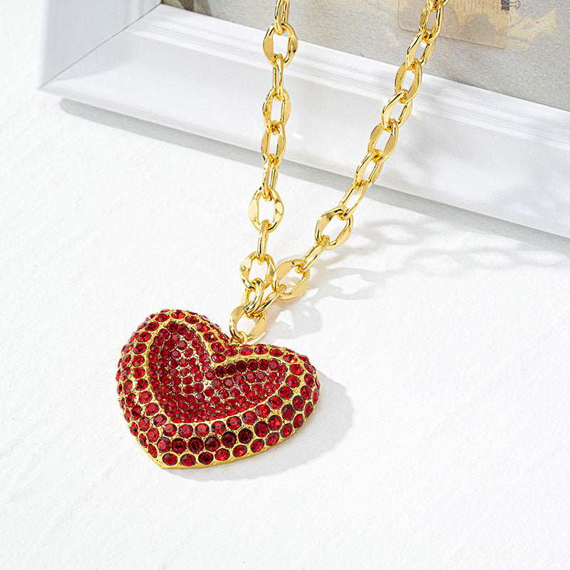 Jewelry IG Style Simple Style Heart Shape Copper Zircon 18K Gold Plated Inlay Pendant Necklace
