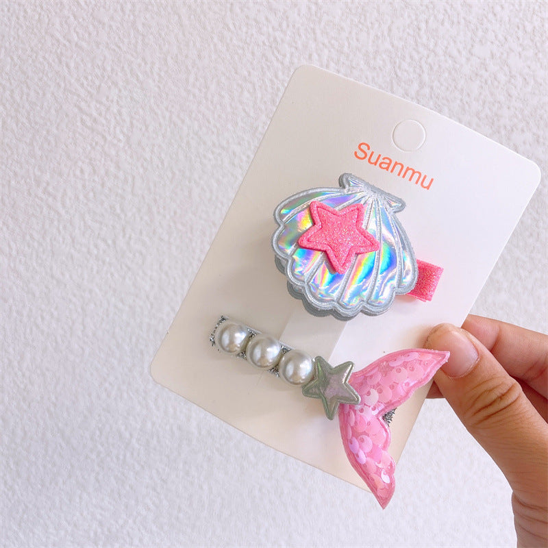 Girl'S Simple Style Classic Style Mermaid Cloth Contrast Collar Hair Clip