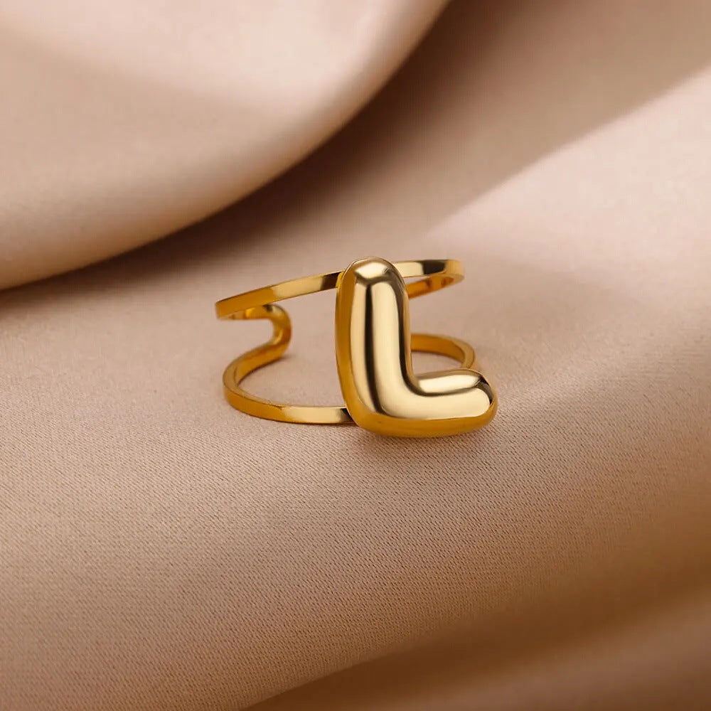 Jewelry Simple Style Letter 304 Stainless Steel Plating Open Rings