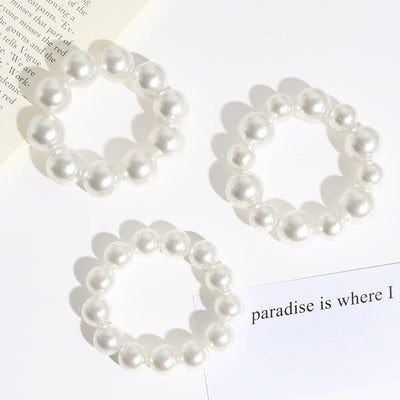 sweet solid color imitation pearl hair tie 1 piece
