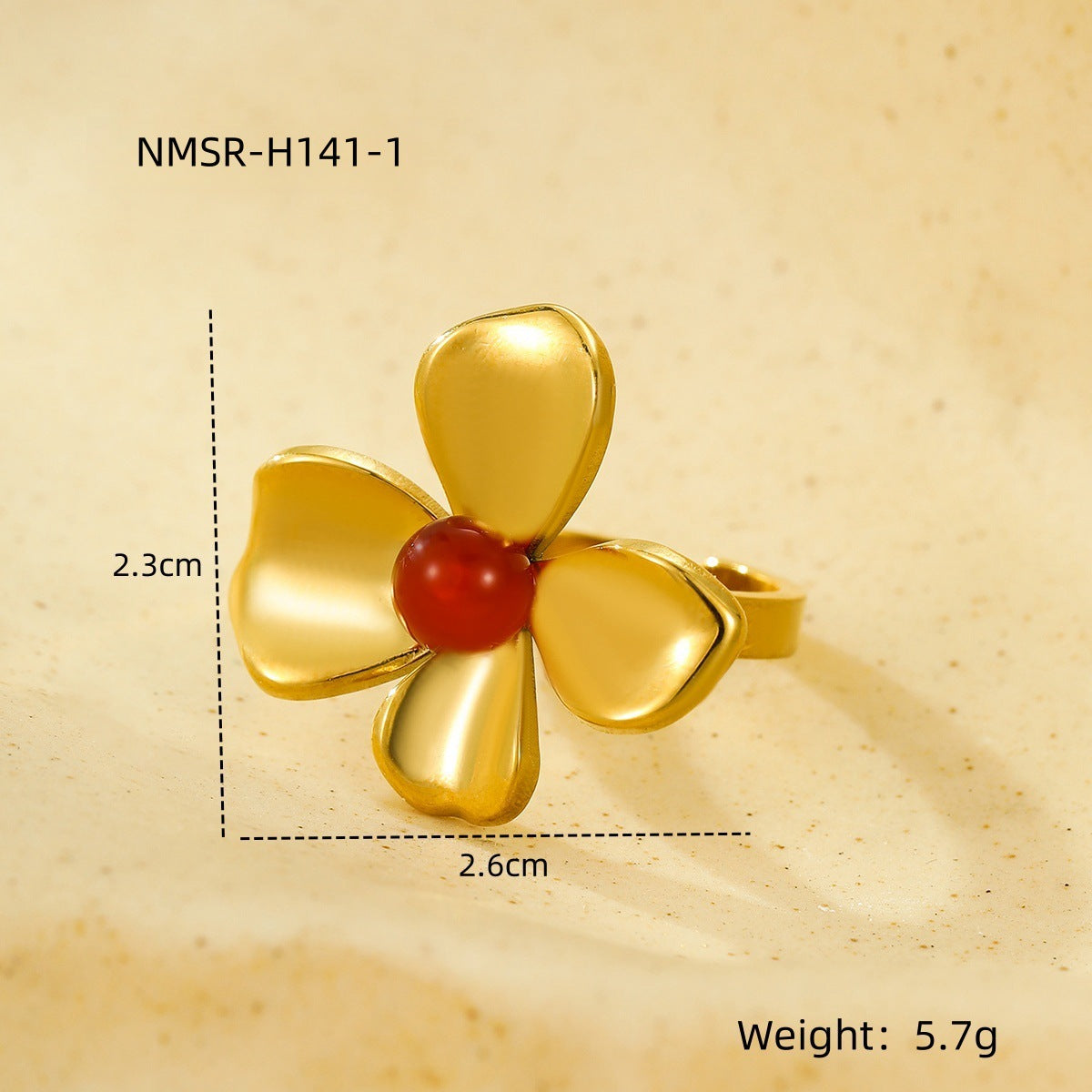 Jewelry Elegant Retro Flower 304 Stainless Steel Natural Stone Pearl Inlay Open Rings