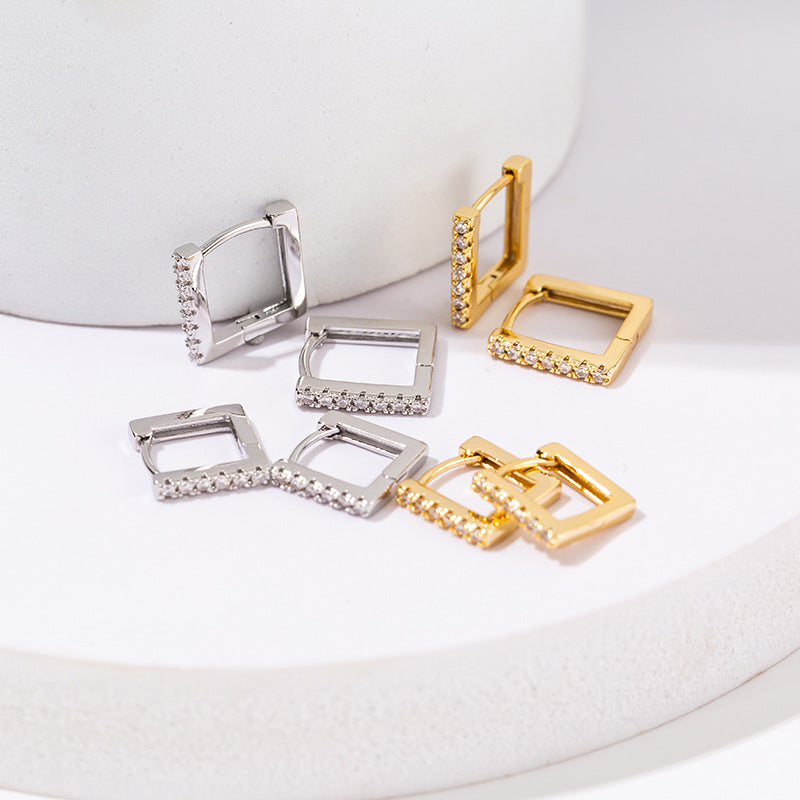 1 Pair Simple Style Geometric Copper Zircon Earrings