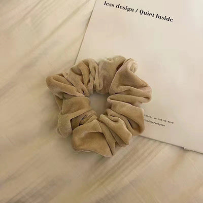 simple style solid color cloth flannel pleated hair tie