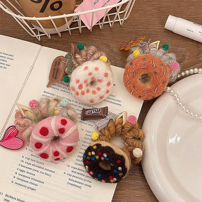 Cute Women's Letter Donuts Felt Hair Tie
