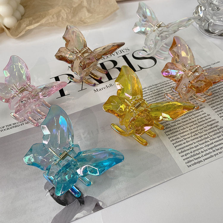 fashion butterfly plastic resin polishing hair claws