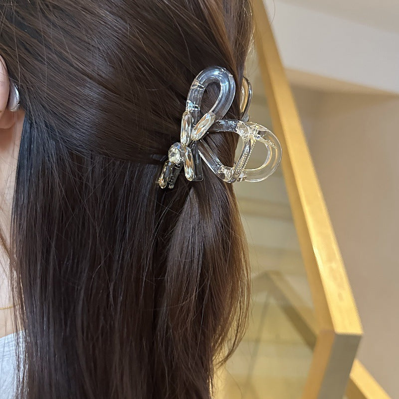 Women's Sweet Simple Style Bow Knot Rhinestone Hair Claws