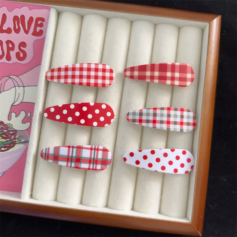 Women's Sweet Plaid Polka Dots Plastic Hair Clip