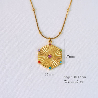 Jewelry Casual Simple Style Streetwear Geometric Titanium Steel Zircon Inlay Pendant Necklace