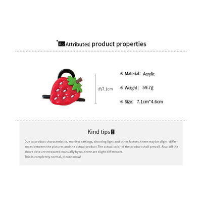 Cute Sweet Women's Fruit Strawberry Arylic Fruit Hair Claws