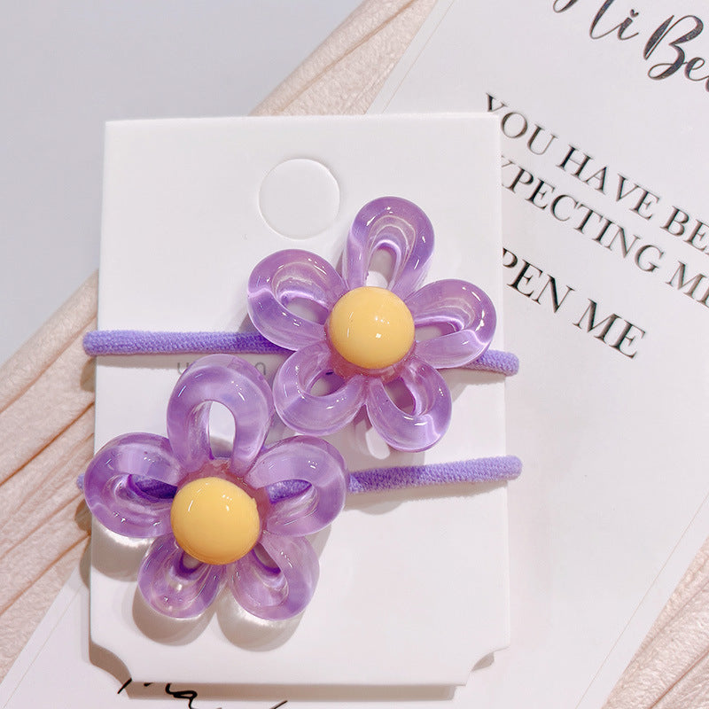 fashion flower mixed materials handmade hair tie 1 pair