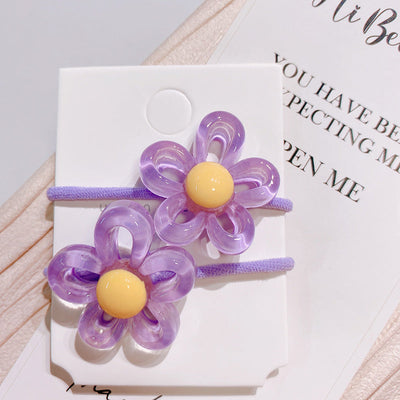 fashion flower mixed materials handmade hair tie 1 pair