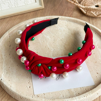 New Knotted Wide Brim Hair Band Pearl Rhinestone Fashionable High-Grade Headband Hair Fixer  Hair Accessories