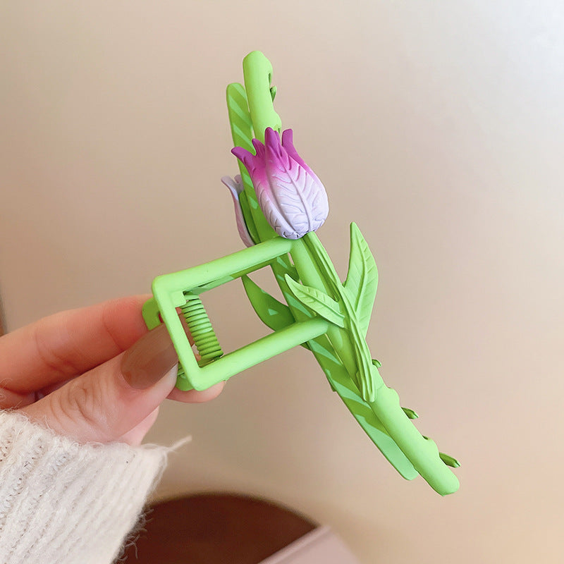 japanese style flower alloy stoving varnish hair claws 1 piece