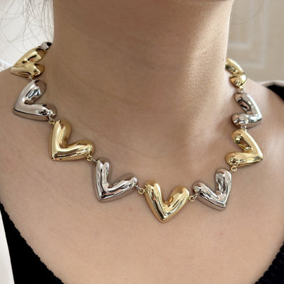 Retro Streetwear Heart Shape Copper  Necklace