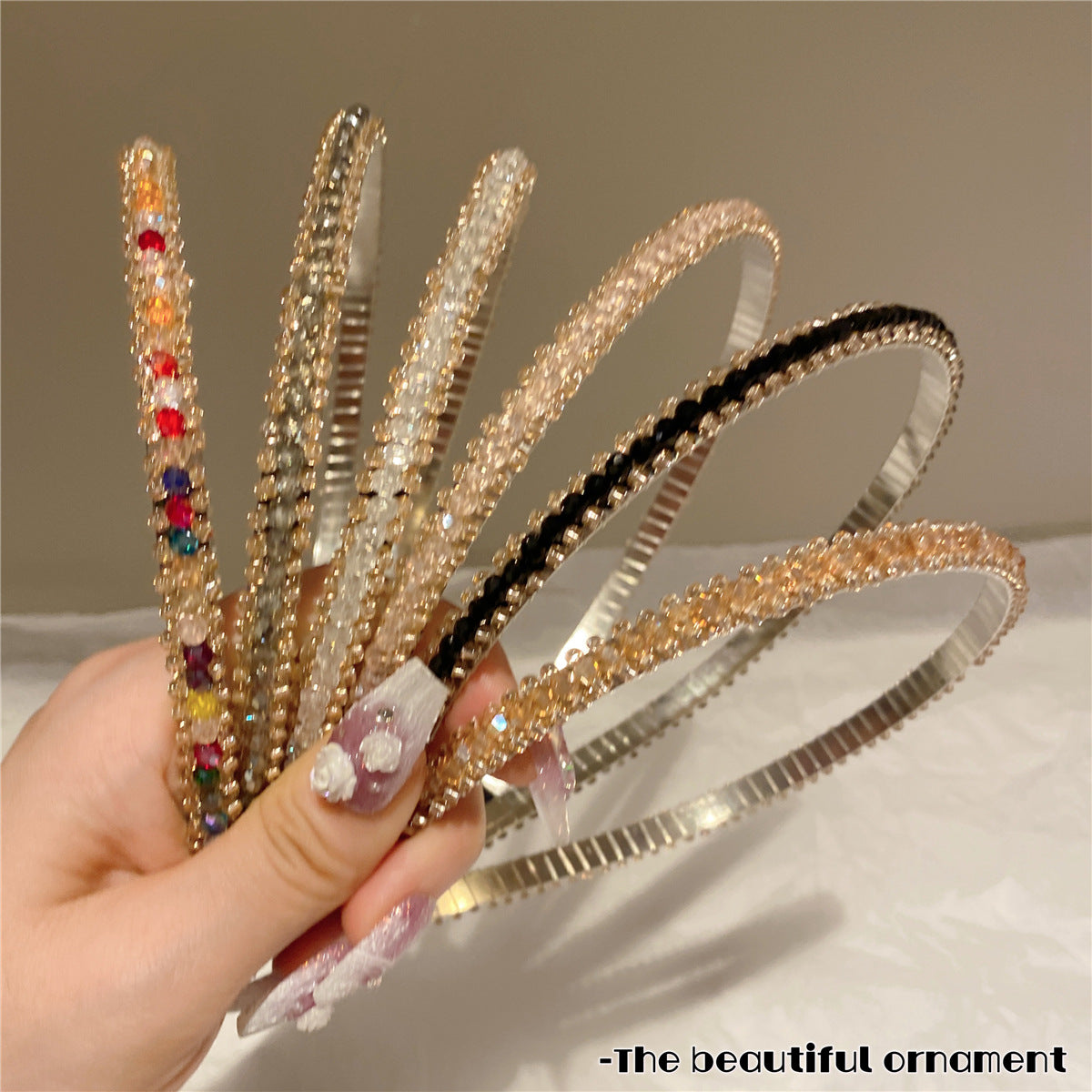 Women's Simple Style Shiny Solid Color Artificial Crystal Diamond Hair Band