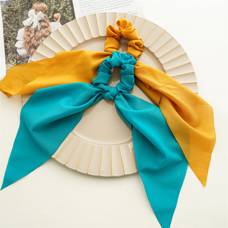 simple style solid color cloth ribbon hair tie 1 piece