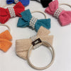 autumn and winter new bow wool simple headband female online influencer ins rubber band female hair tie pearl tie waist hair ring