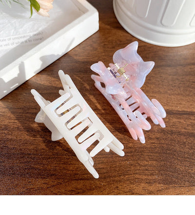 New Cute Cat Acetate Hollow out Grip Sweet Gentle and  Elegant Hair Clip Personalized Hair Accessories Headdress for Women