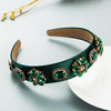 baroque style rhinestone glass diamond wide-brim headband