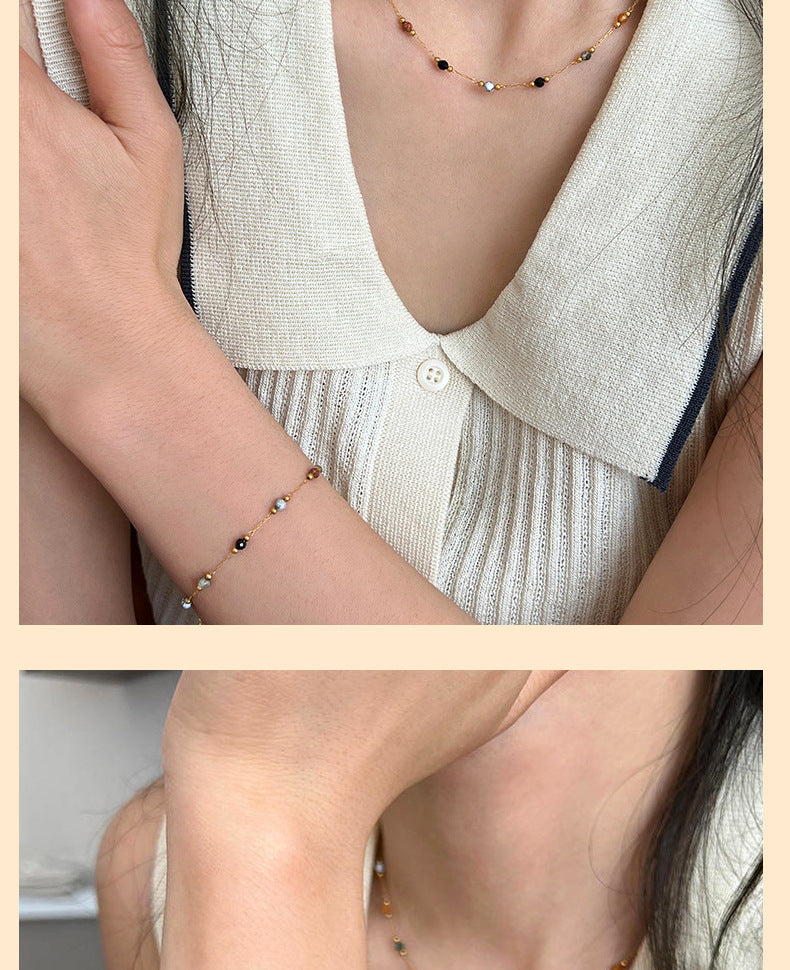 Jewelry Simple Style Geometric Titanium Steel Plating Bracelets Necklace