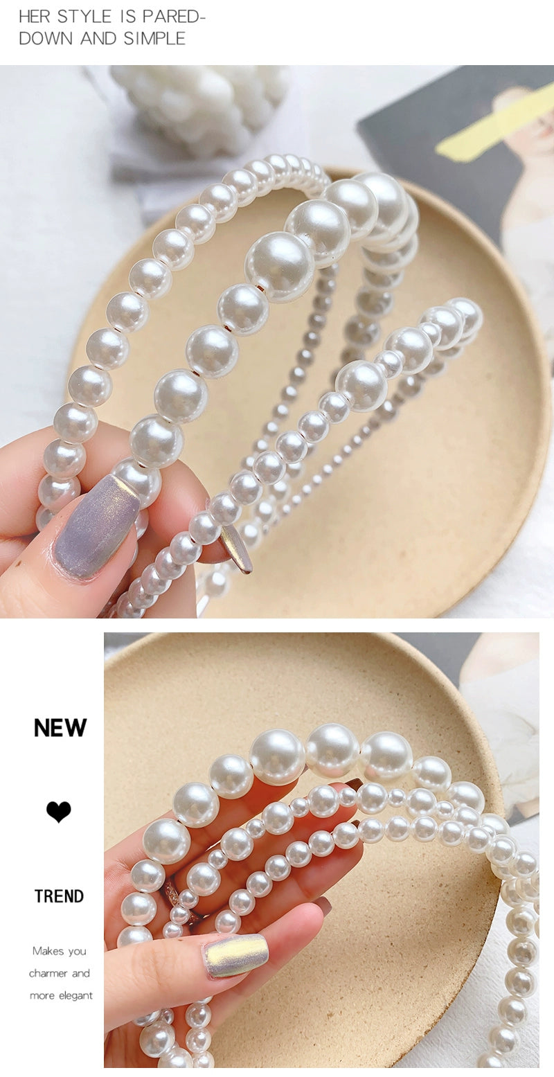 simple pearl hair hoop female wild out headband pressure hair bundle hairpin super fairy headband