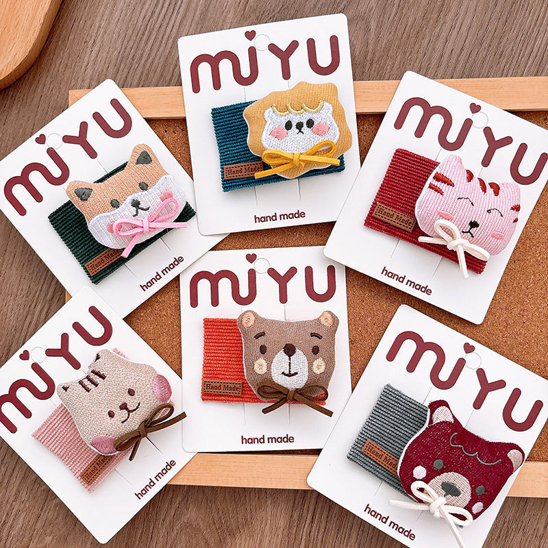 Girl'S Cartoon Style Cute Animal Cloth Hair Clip