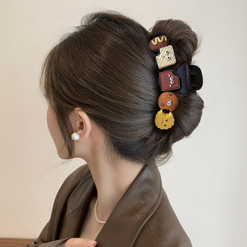 Cute love grab clip girl 2025 new popular high-end disc hair shark clip hairpin hair card headdress