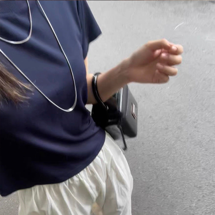 Jewelry Simple Style Solid Color Titanium Steel Plating Layered Necklaces