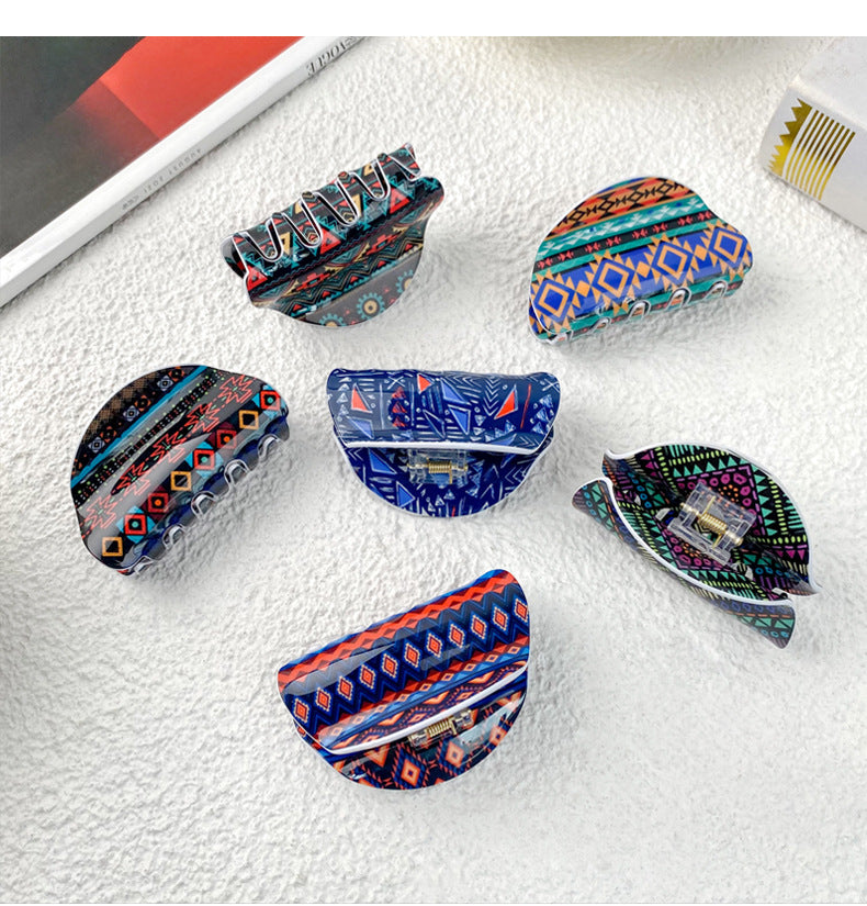 Women's Casual Bohemian Printing Acetic acid sheets Hair Claws
