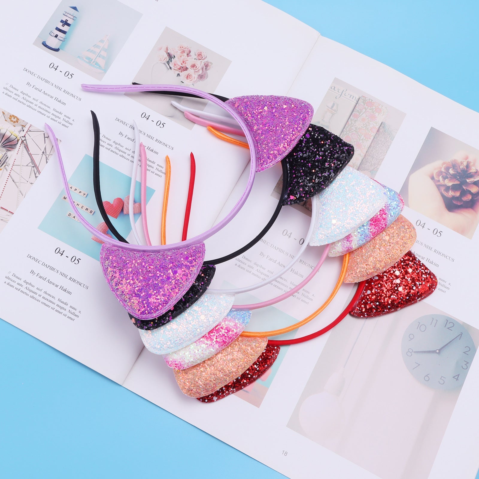 cute cat ears cloth sequins hair band 1 piece