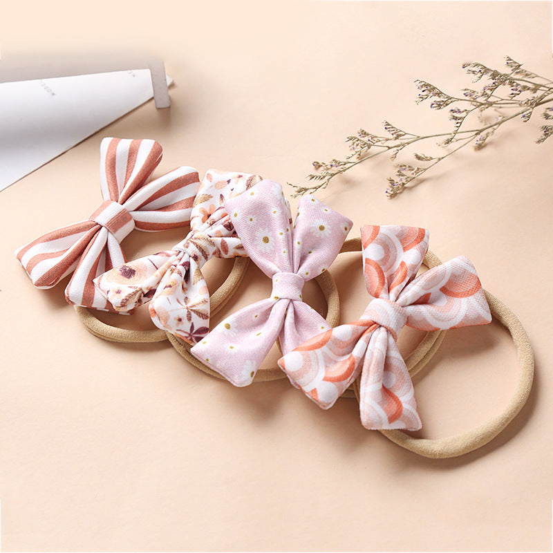 fashion bow floral nylon soft infant baby headband