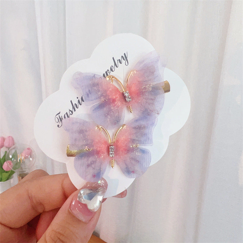 fairy style gradient color butterfly plastic resin rhinestone hair clip