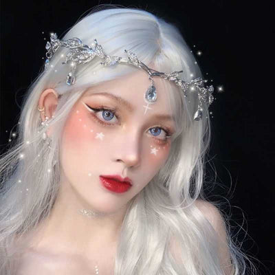 Women's Fairy Style Princess Leaves Metal Plating Inlay Artificial Crystal Rhinestones Hair Band